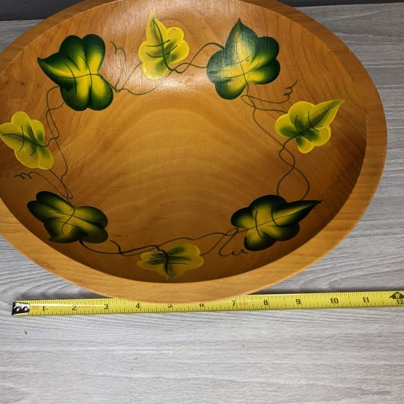 Vintage Wooden Footed Bowl with Matching Utensils - Picture 6 of 9